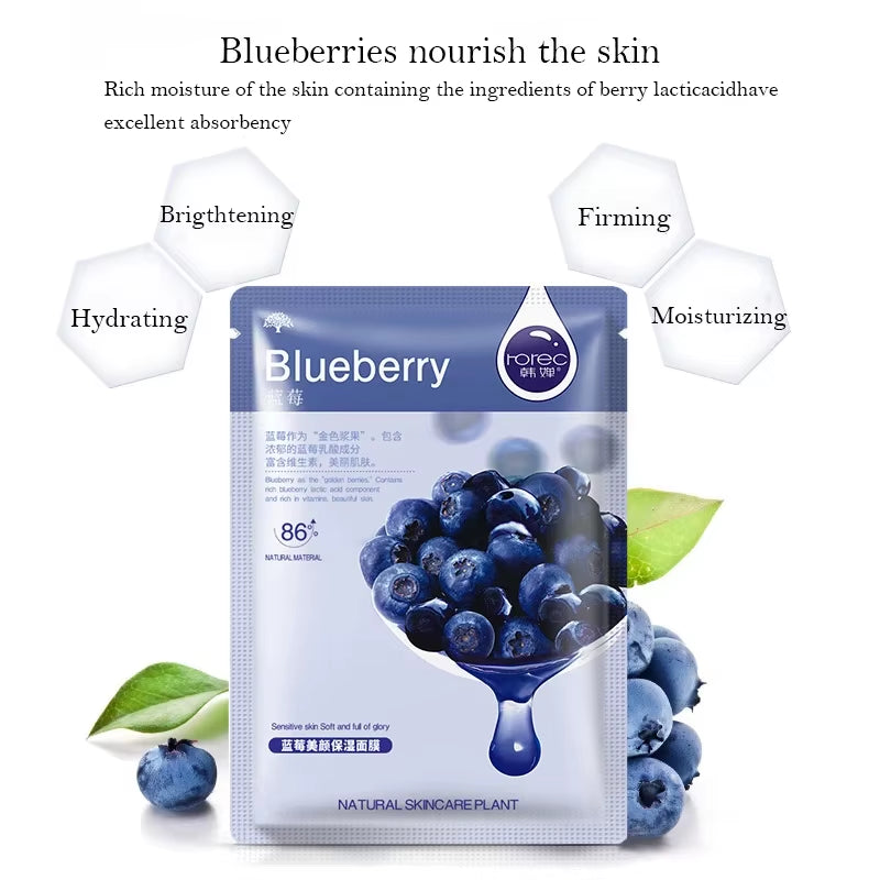 30Pcs Natural Plant Facial Mask Moisturizing Oil Control Anti-Aging Fruit Aloe Korean Sheet Face Mask Beauty Skin Care Prodcuts