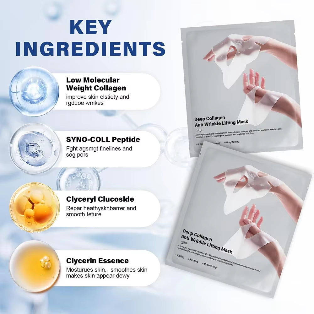 Deep Collagen anti Wrinkle Lifting Mask Collagen Face Mask Overnight, Deep Collagen Mask for Lifting Firming Moisturizing