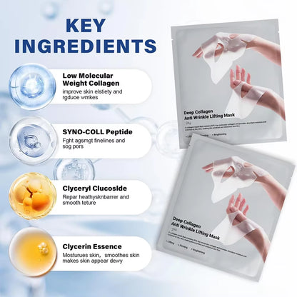 Deep Collagen anti Wrinkle Lifting Mask Collagen Face Mask Overnight, Deep Collagen Mask for Lifting Firming Moisturizing