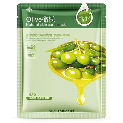 30Pcs Natural Plant Facial Mask Moisturizing Oil Control Anti-Aging Fruit Aloe Korean Sheet Face Mask Beauty Skin Care Prodcuts