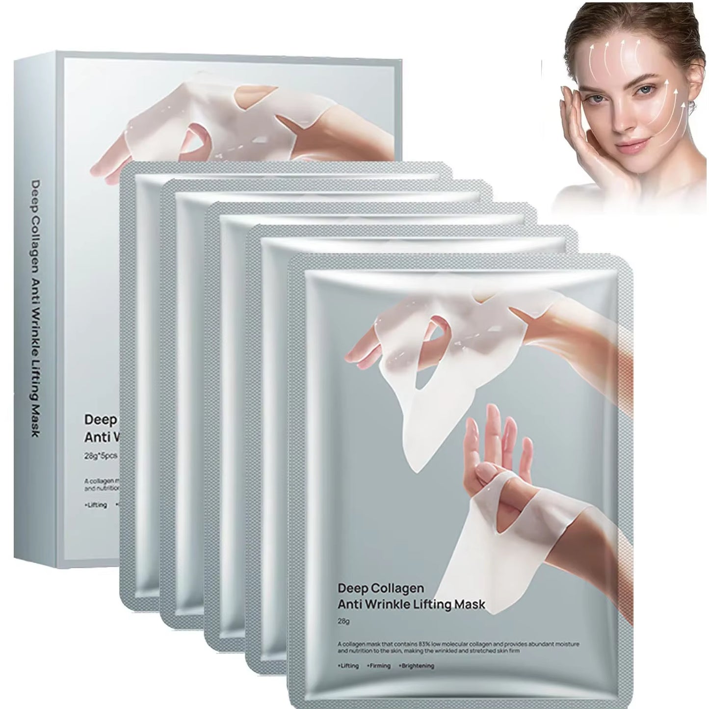 Deep Collagen anti Wrinkle Lifting Mask Collagen Face Mask Overnight, Deep Collagen Mask for Lifting Firming Moisturizing