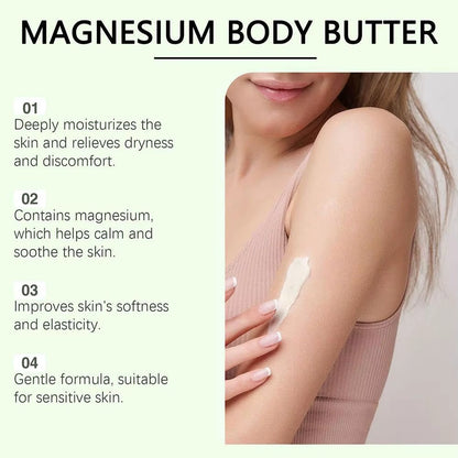 Natural Magnesium Cream for Neuropathy, Magnesium Body Butter Deeply Moisturizes Skin, Soft Smooth Magnesium Lotion Leg Cream